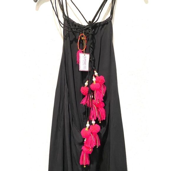 Sundress Nikita 100% silk Tassel Halter Maxi Dress - Picture 4 of 9